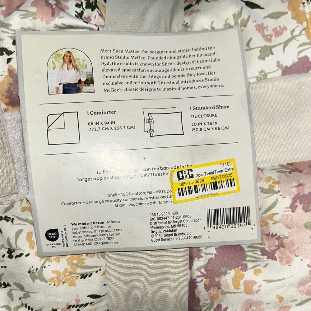 Studio McGee Twin/XL Reversible 2 Piece Comforter Set Pink/Green